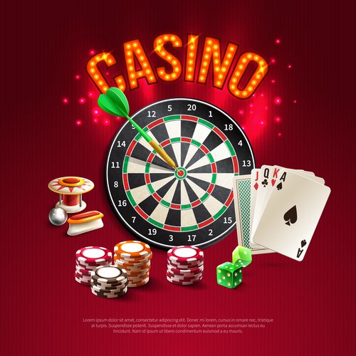 Ruangan kasino online dengan banyak meja dan pemain di Medan